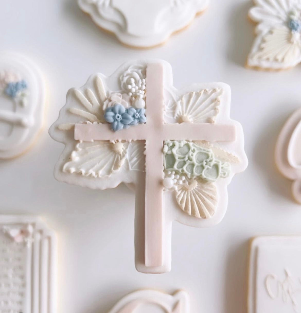 Dried floral cross shaped debosser and cutter