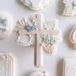 Dried floral cross shaped debosser and cutter