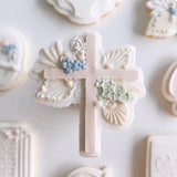 Dried floral cross shaped debosser and cutter