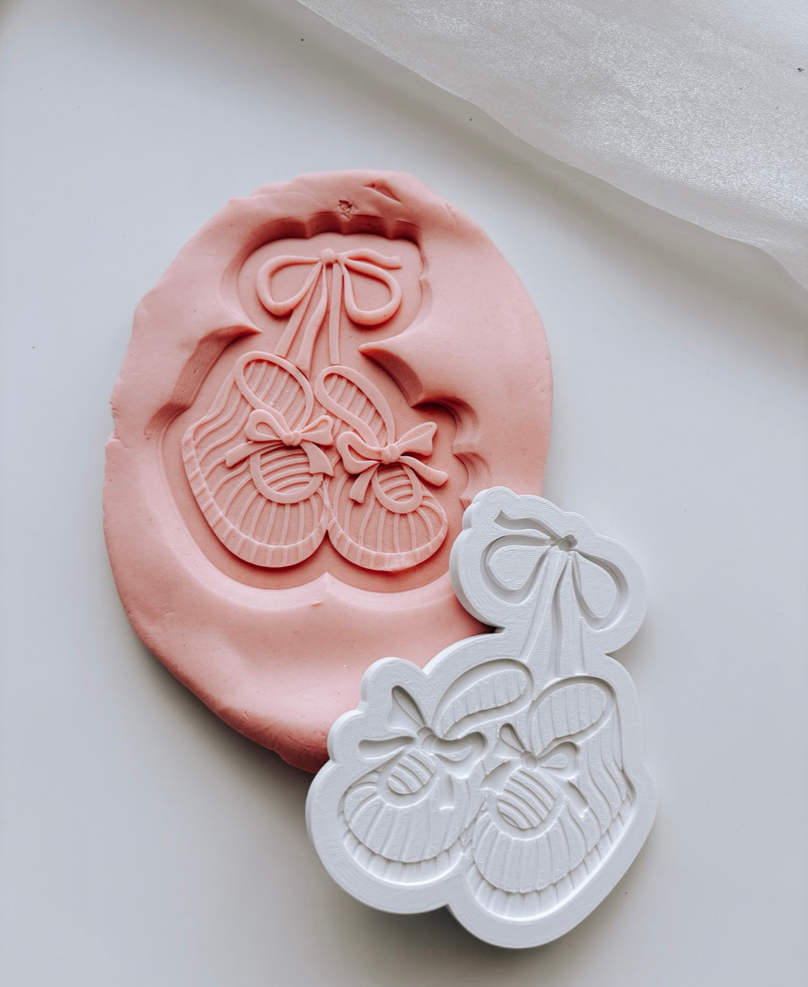 Cute tied patterned baby booties stamp and cutter