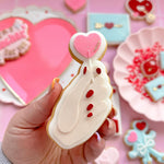 Heart lollipop in hand debosser and cutter