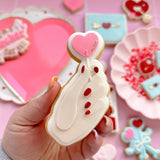 Heart lollipop in hand debosser and cutter