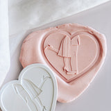 Foot popping kiss in heart stamp and cutter