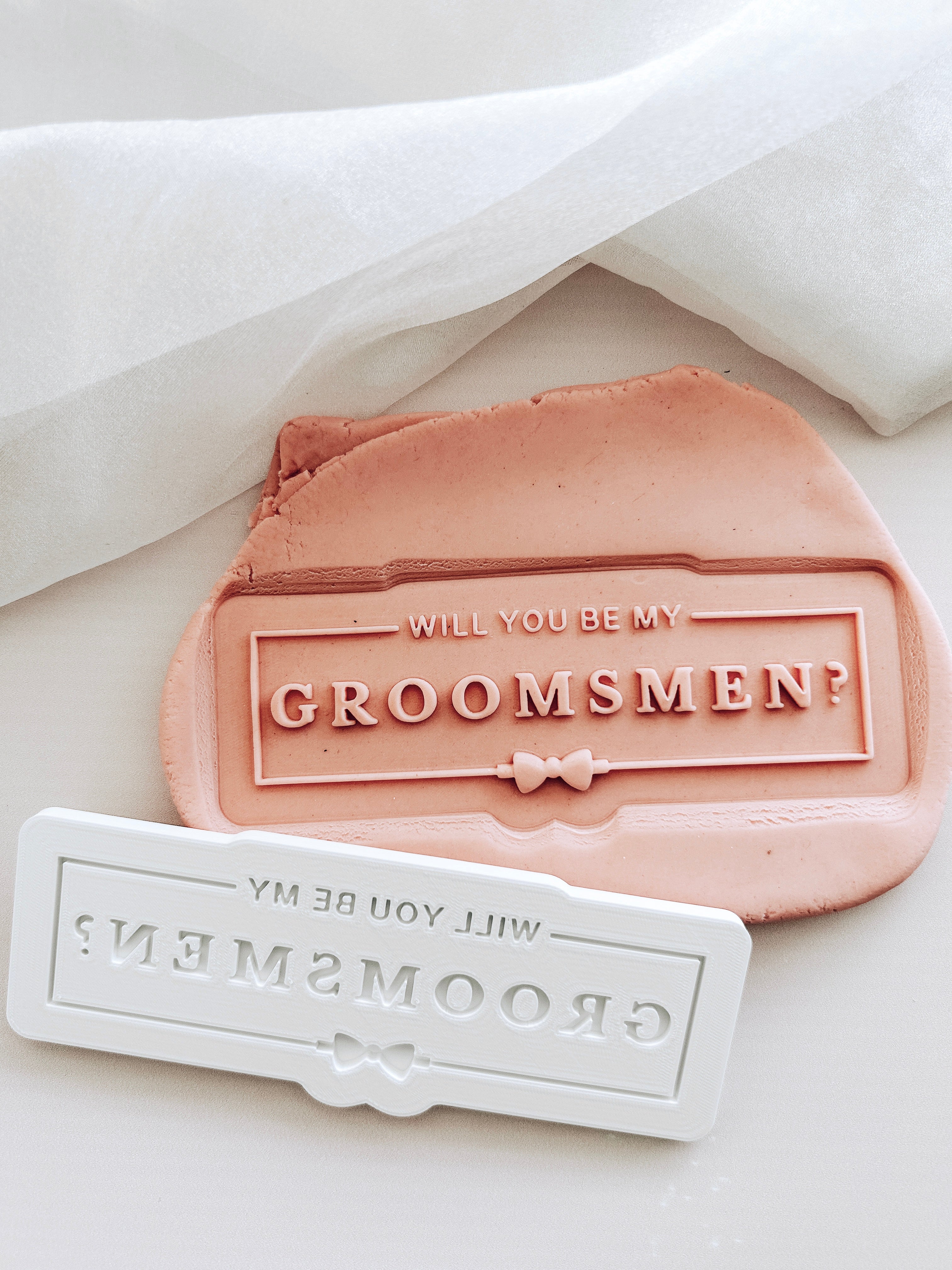 Will you be my groomsman groomsmen and best man set of 3 debosser and cutters