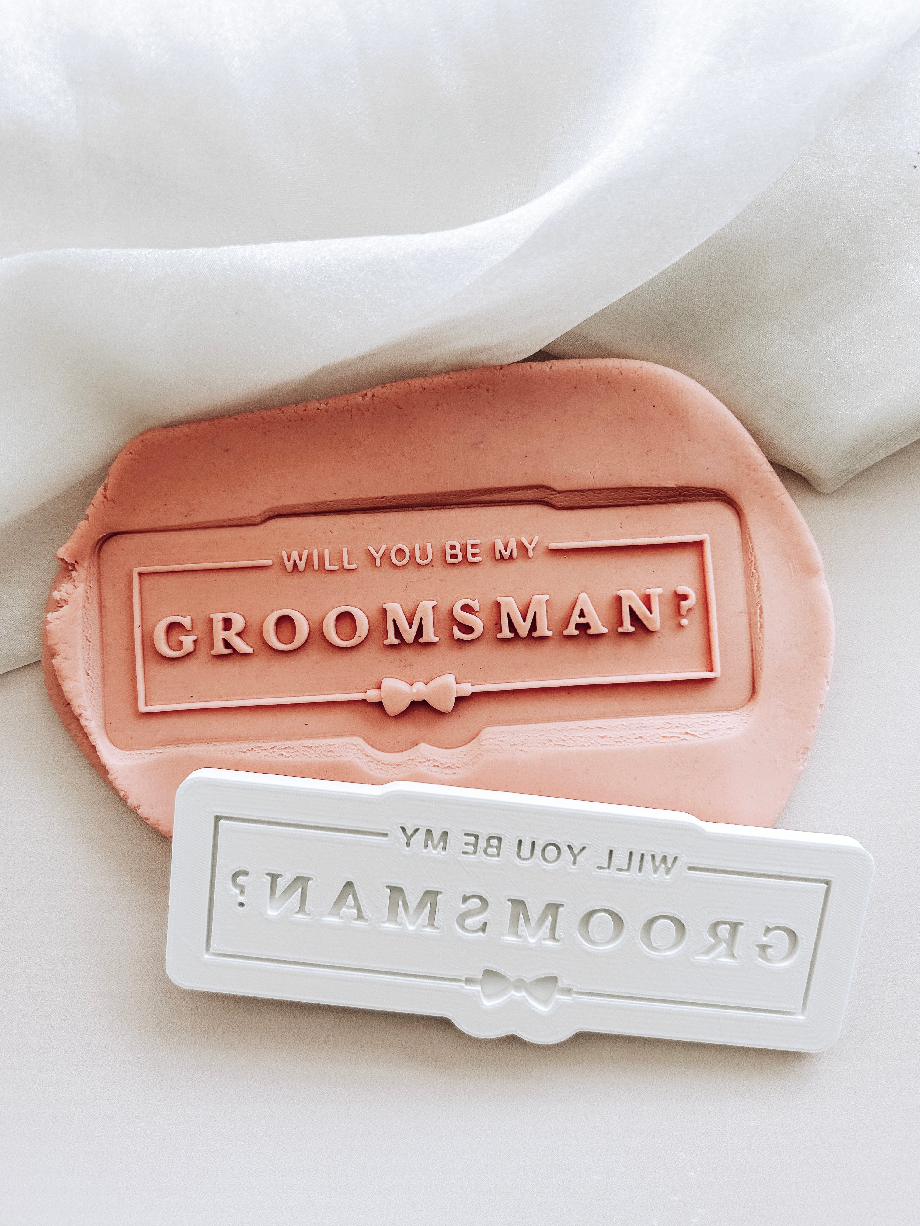 Will you be my groomsman groomsmen and best man set of 3 debosser and cutters