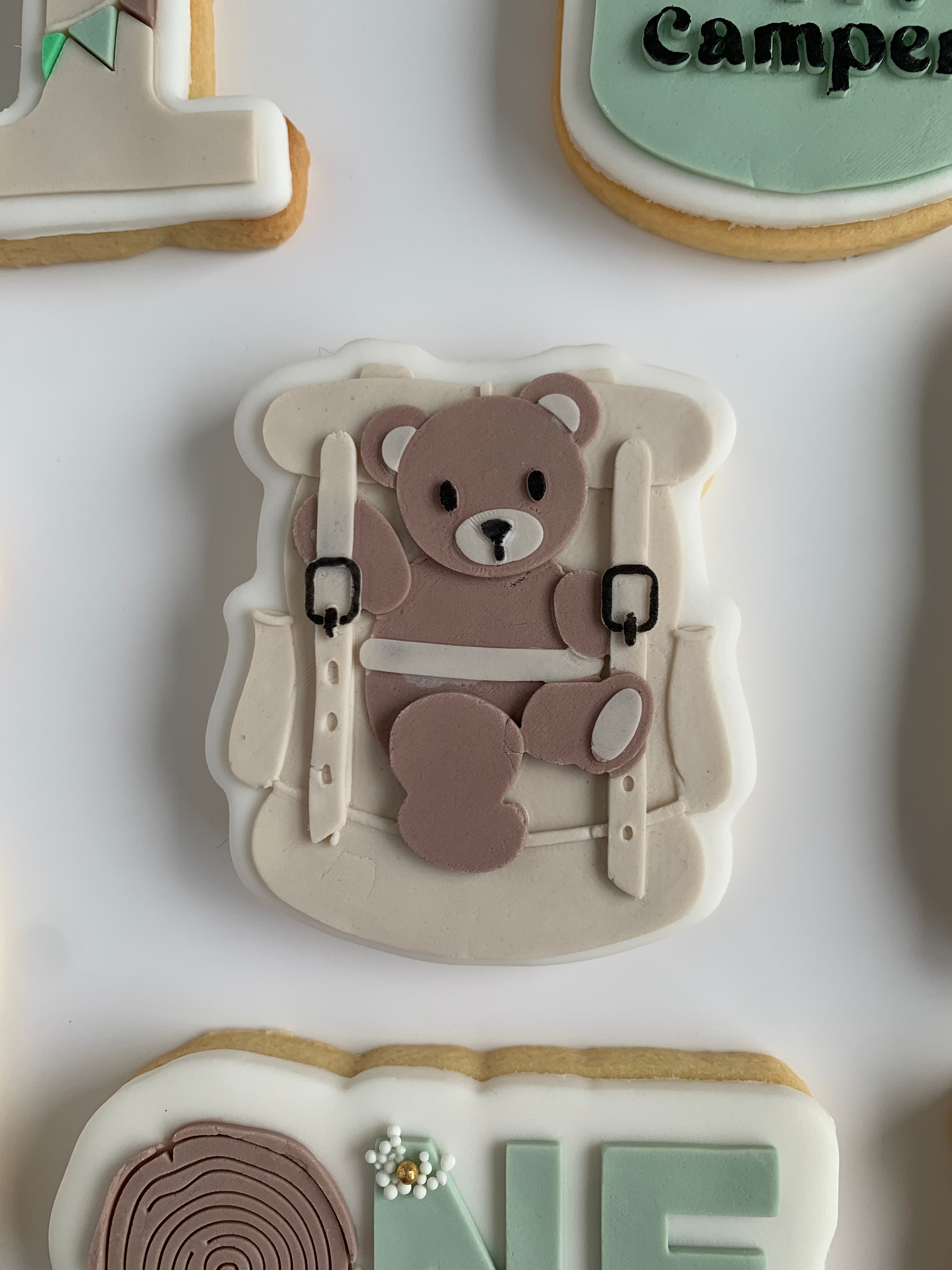 Little bear in explorers back pack stamp and cutter