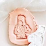 Mum (woman) in robe drinking coffee debosser and cutter