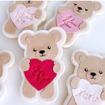 Sweet bear hugging heart with mini embosser set of 5 stamp and cutter