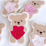 Sweet bear hugging heart with mini embosser set of 5 stamp and cutter