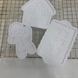 Odd Bunch- gingerbread with candy cane, gingerbread house & gingerbread tray