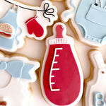 Baby Q BBQ sauce meets milk bottle stamp and cutter