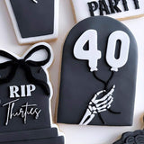 Skeleton holding balloons- custom number debosser and cutter