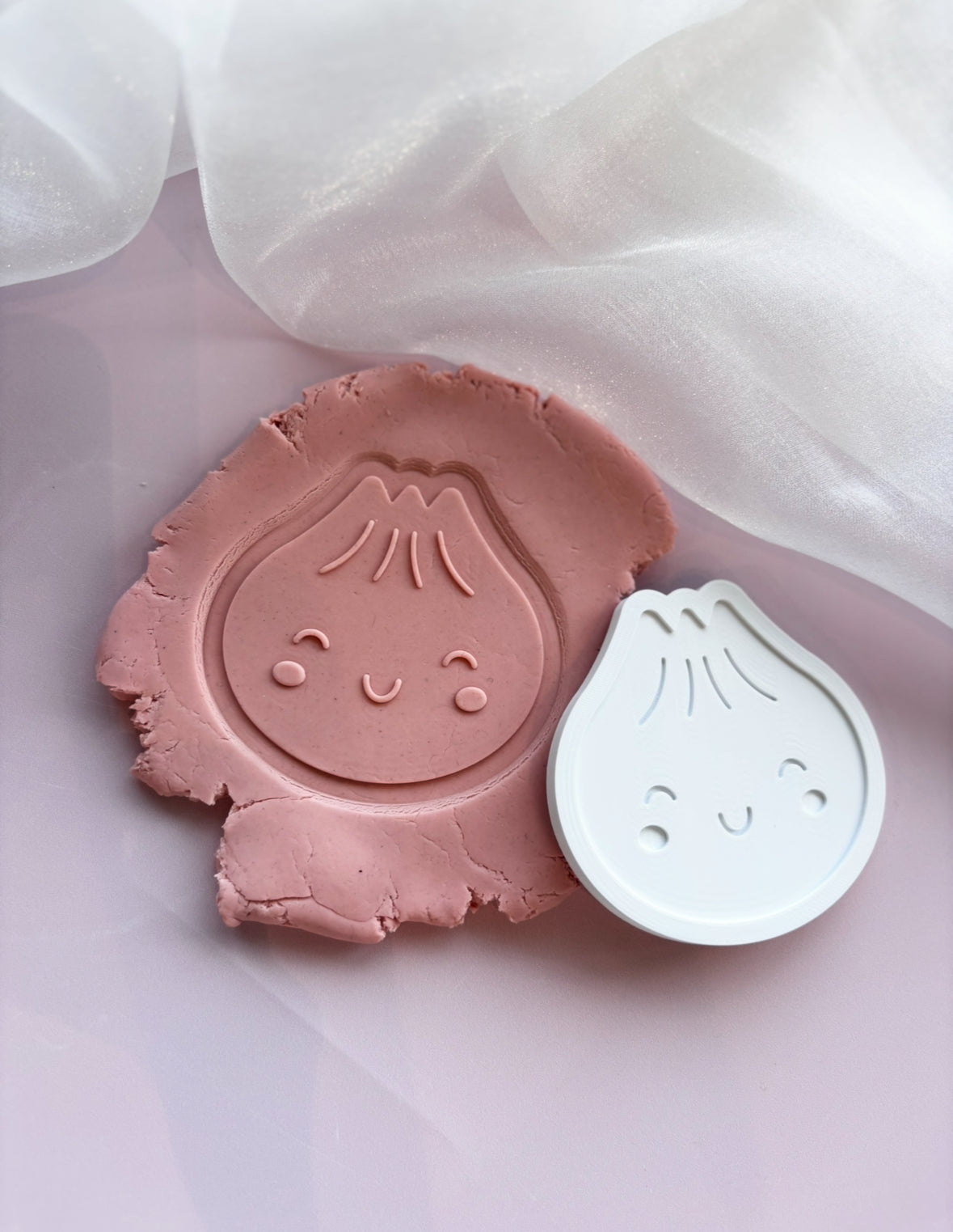 Cute dumpling with smile debosser and cutter