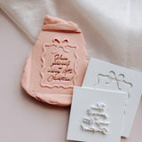 Christmas bow & ribbon border frame BLANK with matching mini embossers debosser stamp and cutter