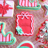 Christmas bow & ribbon border frame BLANK with matching mini embossers debosser stamp and cutter