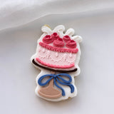 Vintage single tier cake with cream and cherries stamp and cutter