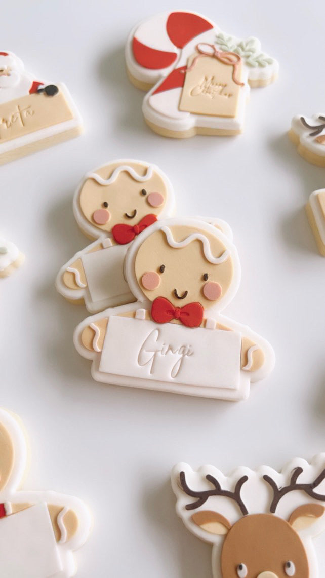 Gingerbread boy DIY customisable Name tag stamp and cutter– Boss Embossers