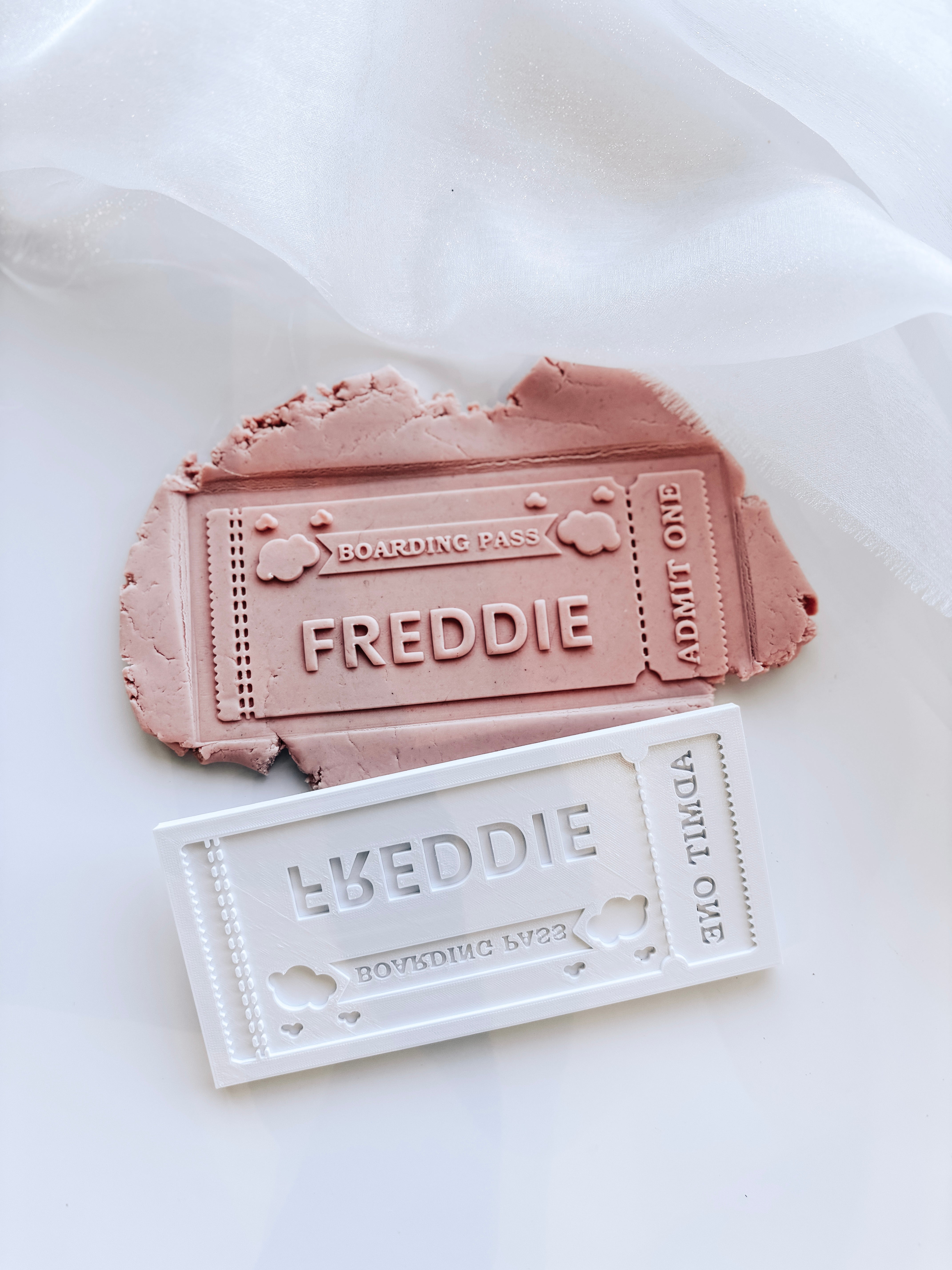 Boarding pass personalised stamp and cutter