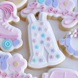Groovy onesie with cute flowers stamp and cutter