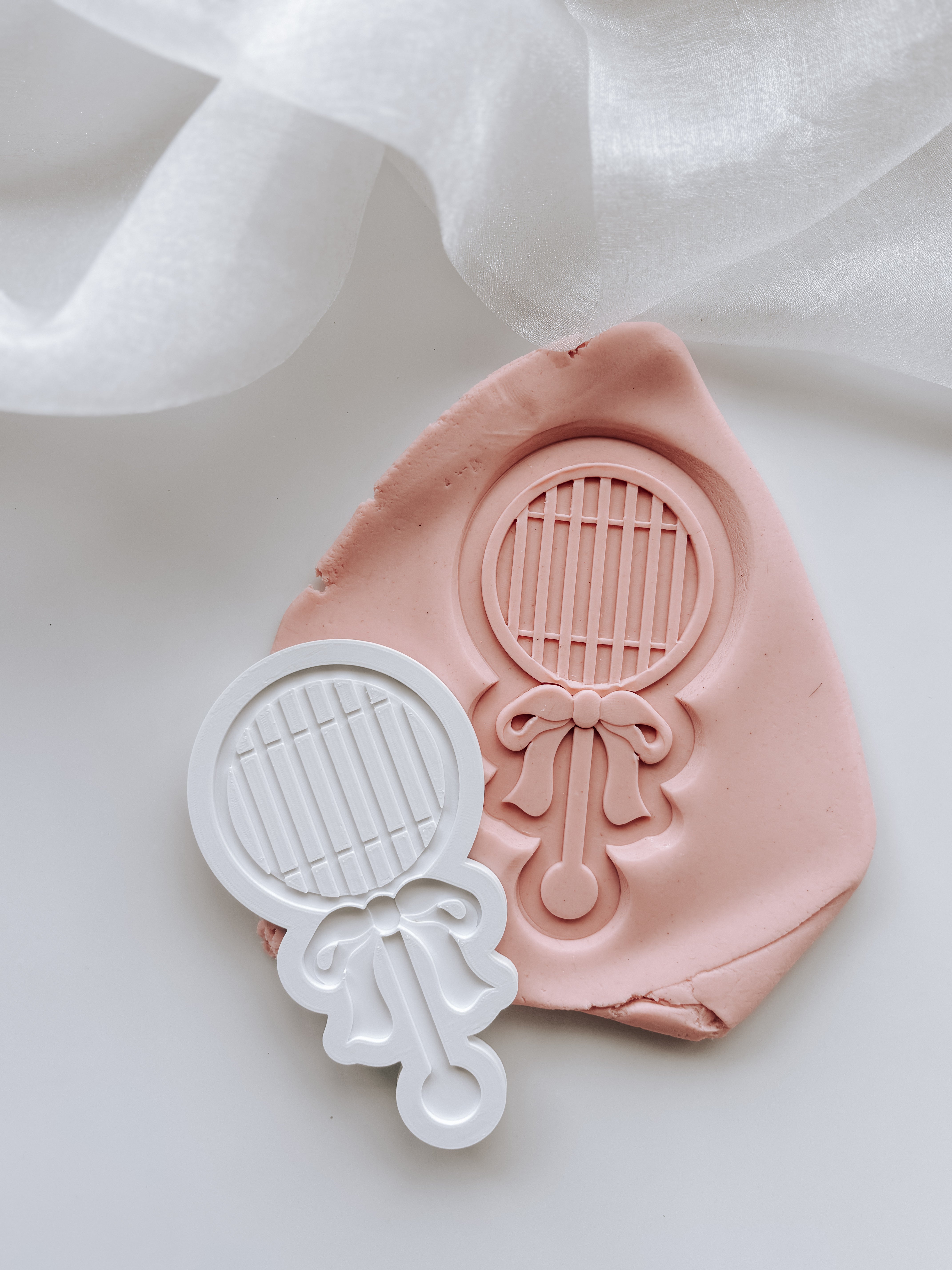 Baby Q BBQ grill rattle stamp and cutter