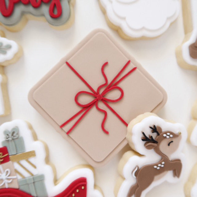 Simple Christmas present with twine bow stamp and cutter