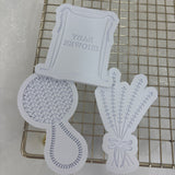 Odd Bunch- baby shower sign, lavender or thyme in bow & rattan rattle