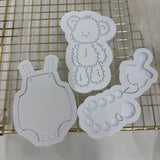 Odd Bunch-simple sleeveless onesie, scruffy bear & boho dummy