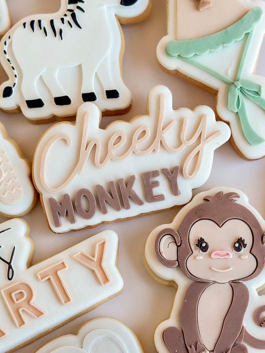 Cheeky monkey font stamp and cutter