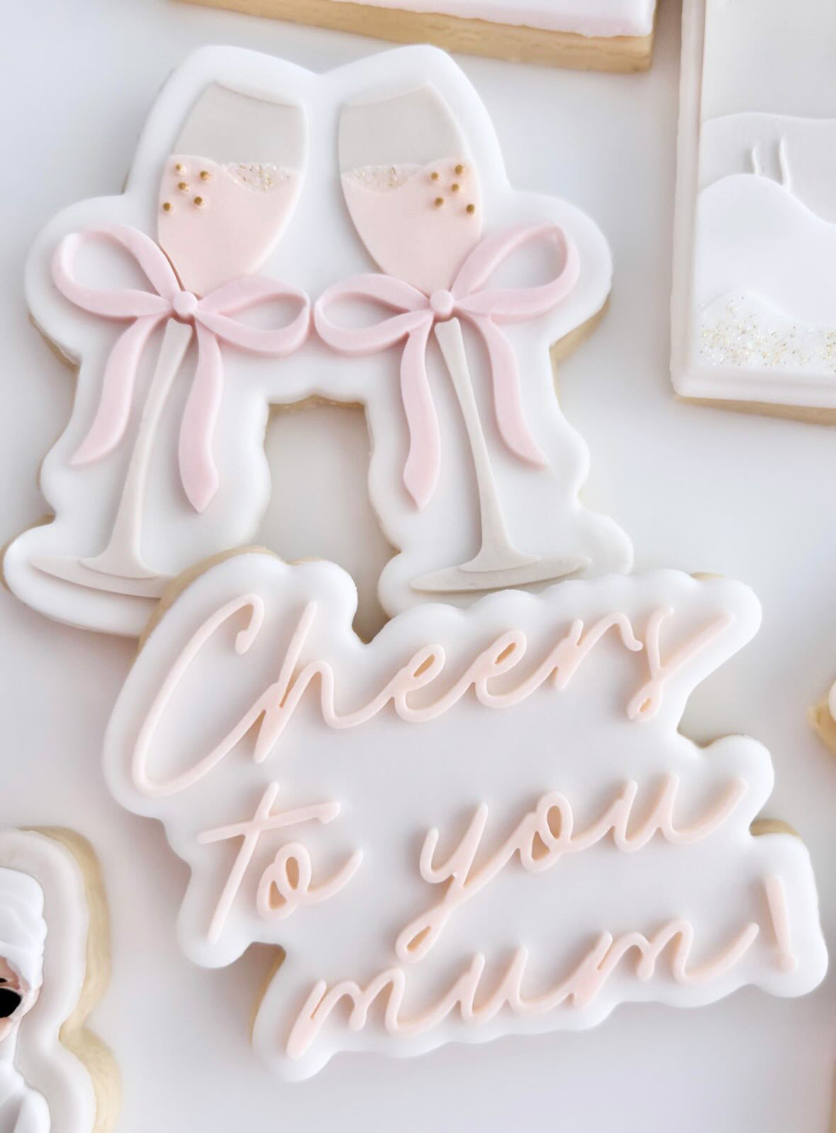 Bubbles with bows chinking champagne glasses Stamp & Cutter