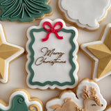 Merry Christmas Bow & ribbon frame debosser stamp and cutter
