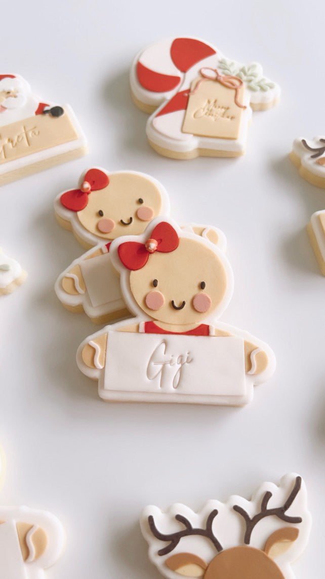 Gingerbread girl DIY customisable name tag stamp and cutter