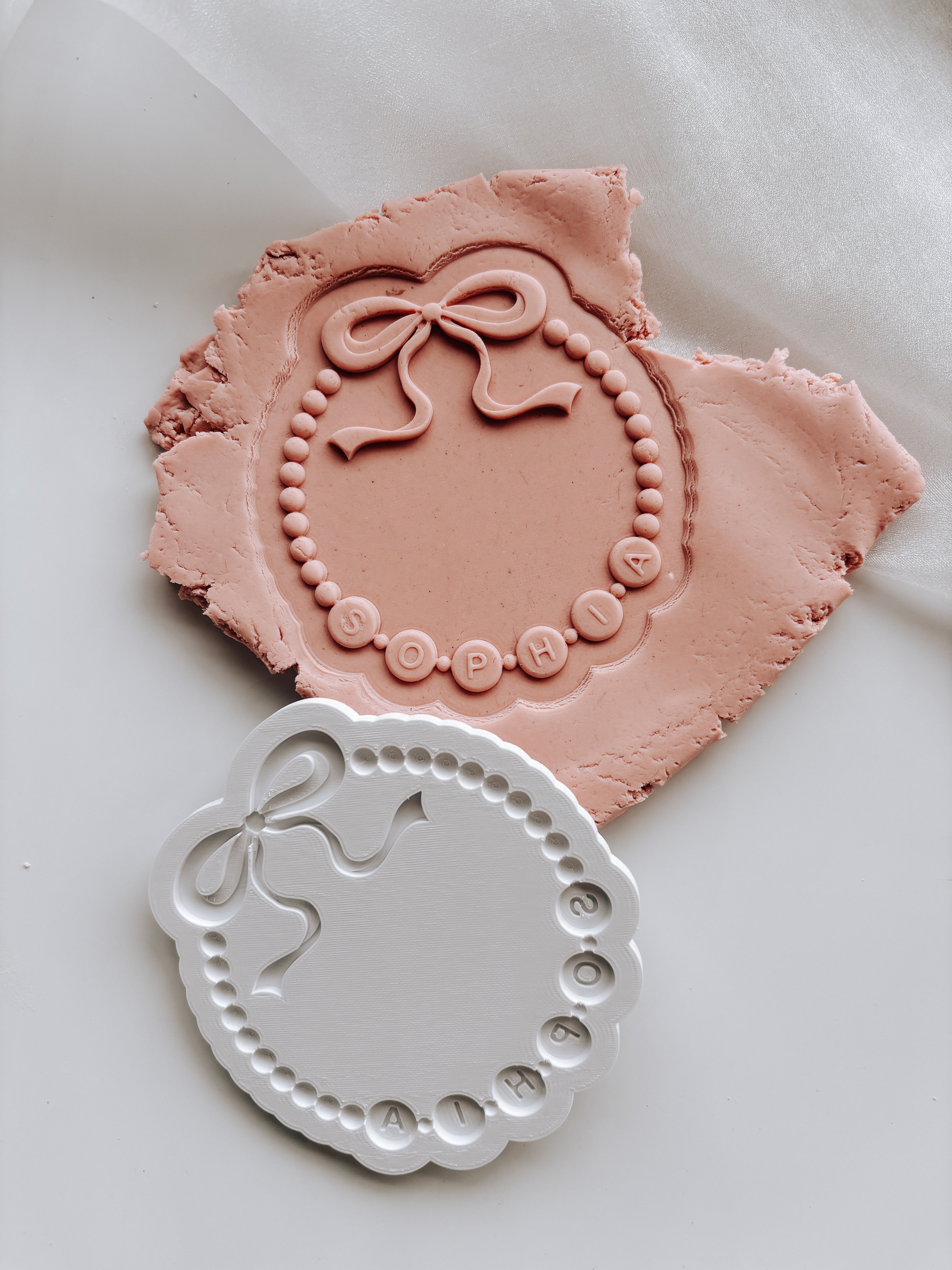 Friendship bracelet with bow personalised debosser and cutter