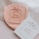 Merry Christmas Bow & ribbon frame debosser stamp and cutter