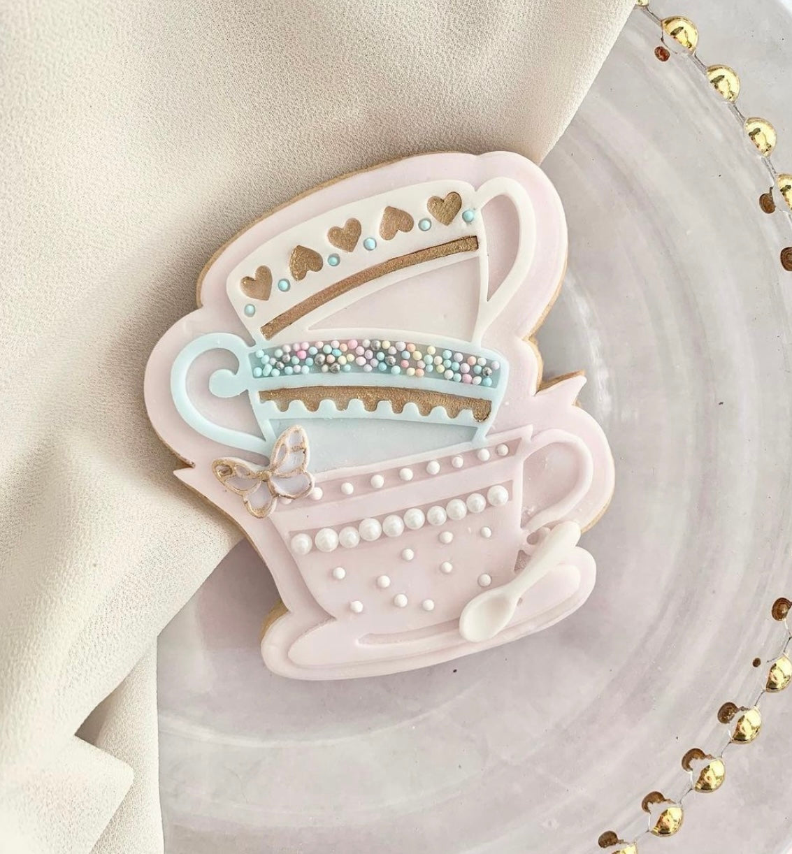 Tea Party - stacked tea cups stamp and cutter