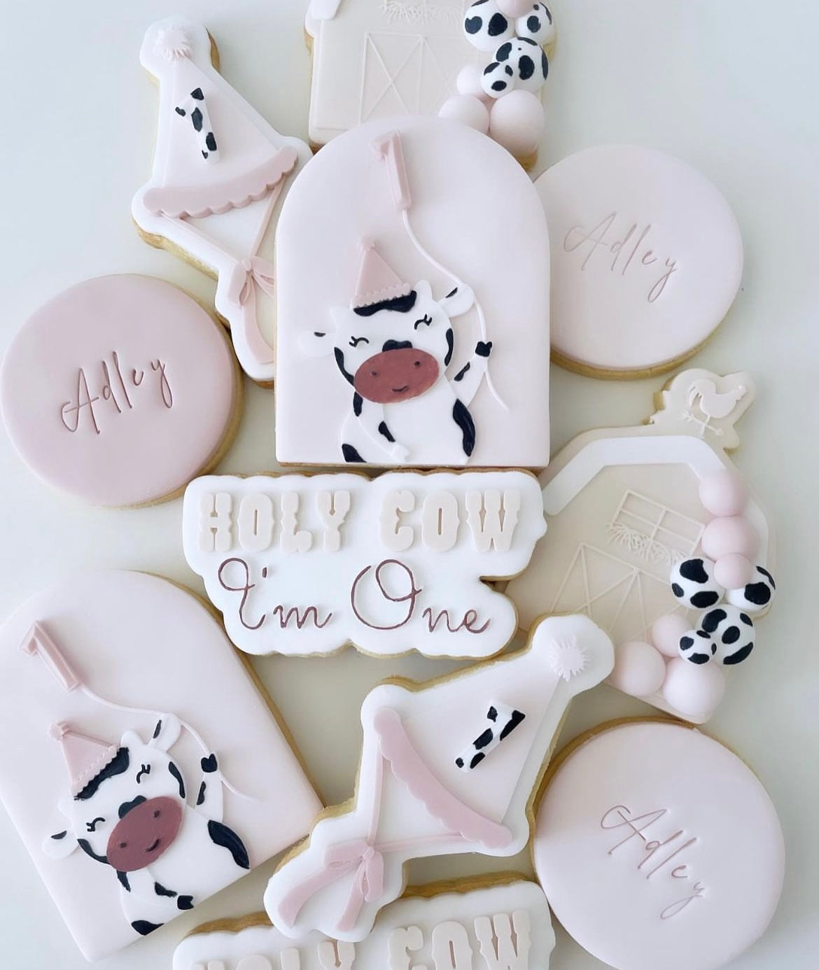 Party cow in arch with matching numbers 0-9 stamp and cutter set