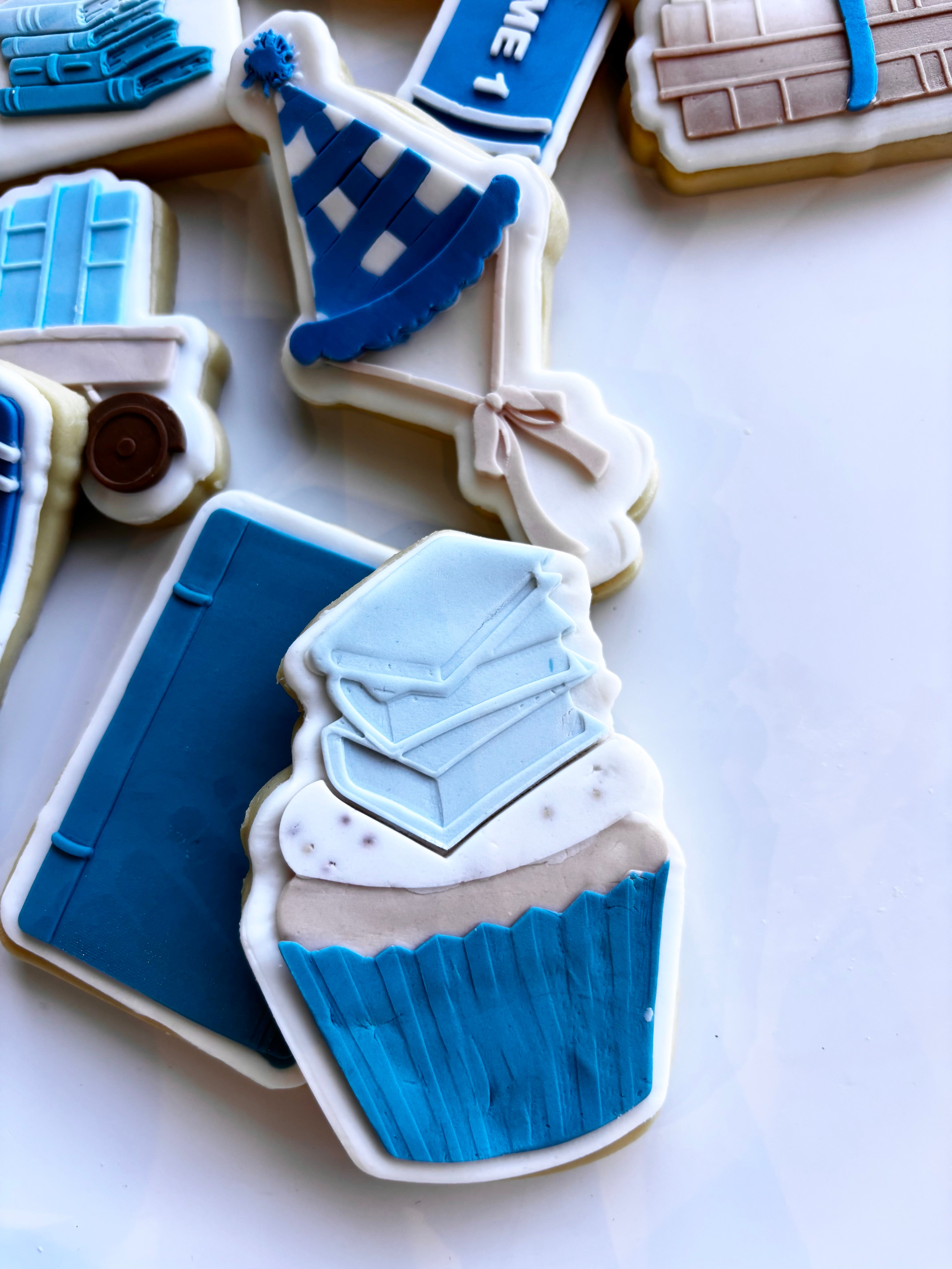 Book stack on cupcake stamp and cutter