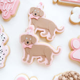Dachshund with bow and party hat debosser and cutter