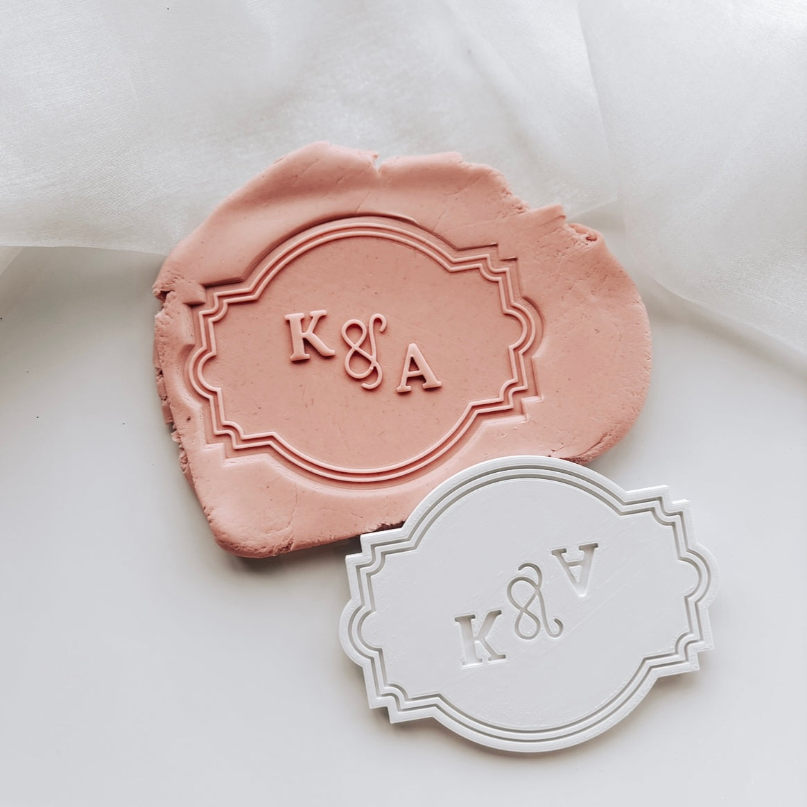 Customisable wedding initials plaque stamp and cutter