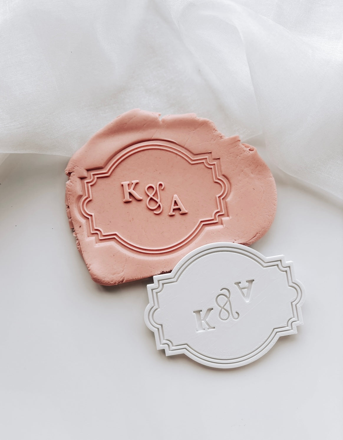 Customisable wedding initials plaque stamp and cutter