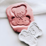 Sweet sitting bear with bow string stamp & cutter