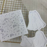 Odd Bunch-ghost pattern plate, ghost with floral & ghost walking dog