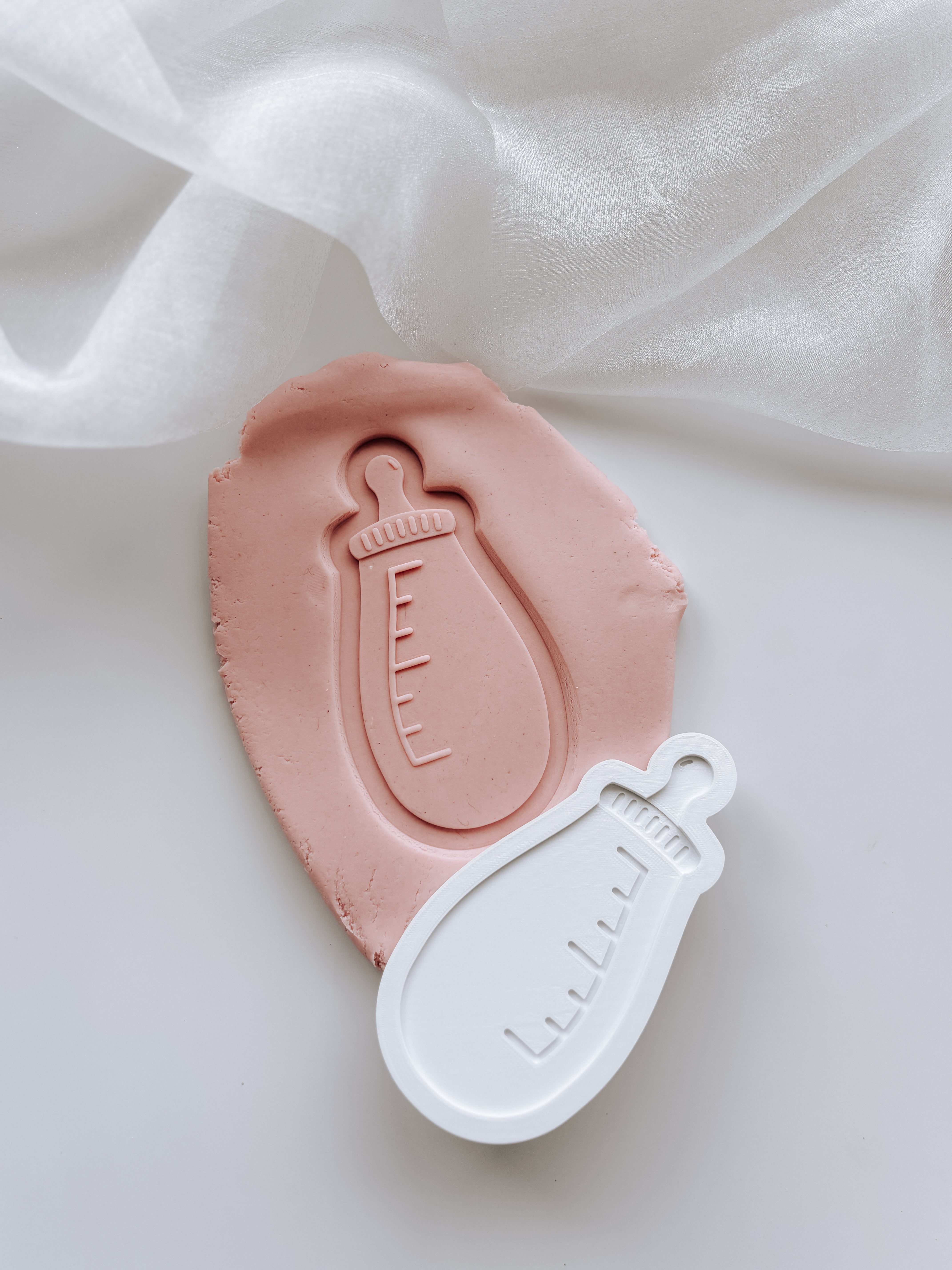 Baby Q BBQ sauce meets milk bottle stamp and cutter