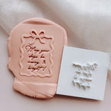 Christmas bow & ribbon border frame BLANK with matching mini embossers debosser stamp and cutter