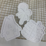 Odd Bunch-A frame gingerbread house, candy cane bow & cookie stack with bow