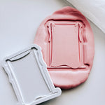 Blank draped material frame with bow on rectangle based stamp and cutter