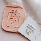 Christmas bow & ribbon border frame BLANK with matching mini embossers debosser stamp and cutter