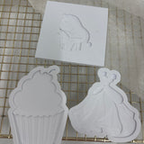 Odd Bunch- buttercream cupcake with cherry, princess on plate, princess dress