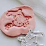 Flying stork with “welcome baby” banner stamp and cutter