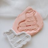 Single retro roller skates debosser stamp and cutter