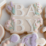 BABY word with floral details debosser and cutter